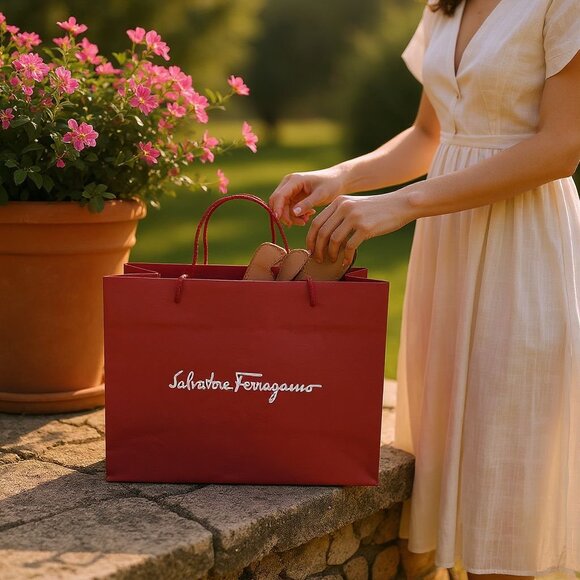Salvatore Ferragamo Authentic Gift Empty Shopping Bag with envelope gift card - Picture 1 of 5